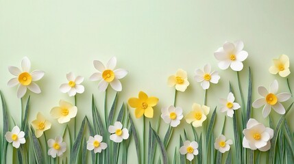 Beautiful Spring Flowers Arranged with Ample Copy Space for Design