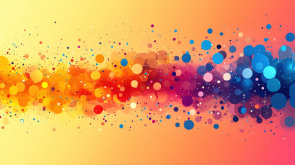 A playful abstract design of irregular dots and lines in bright, cheerful colors arranged in harmony
