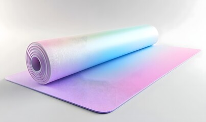 Rolled pastel rainbow yoga mat.