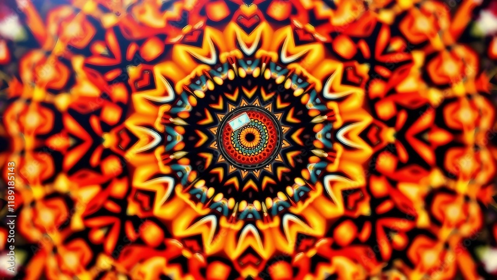Wall mural 3d kaleidoscope mandala abstract background of trippy art psychedelic trance to open third eye with