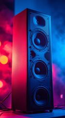 Vibrant sound system in colorful atmosphere for party or event design