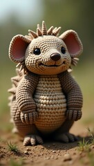 Obraz premium realistic highly detailed crochet of a armadillo with a nature background
