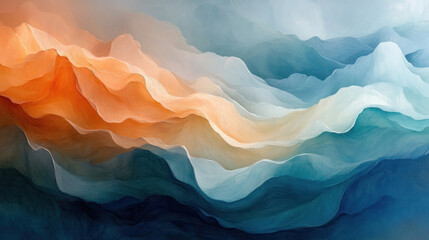 A serene abstract painting of fluid forms in muted, natural tones creating a peaceful composition