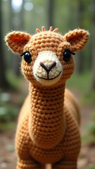 Obraz premium realistic highly detailed crochet of a camel with a nature background