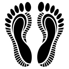 Black Footprints Minimalist Design – Negative Space Art, Monochrome Illustration
