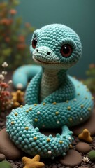 Fototapeta premium realistic highly detailed crochet of a eel with a nature background