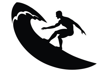 silhouette of a surfer with surfboard