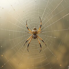 Obraz premium Striking Orb Weaver Spider on Dew Kissed Web in Nature