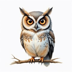 Naklejka premium Majestic Owl Perched on Branch Wildlife Bird Nature Feathered Friend Avian Beauty Detailed Portrait