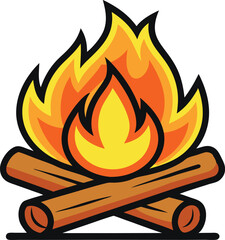  campfire vector illustration, camping elements