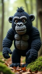 Fototapeta premium realistic highly detailed crochet of a king kong with a nature background