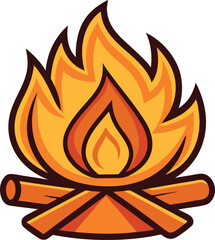  campfire vector illustration, camping elements
