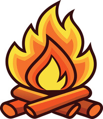  campfire vector illustration, camping elements
