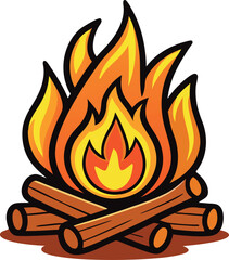  campfire vector illustration, camping elements