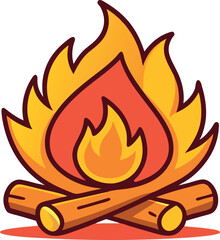  campfire vector illustration, camping elements