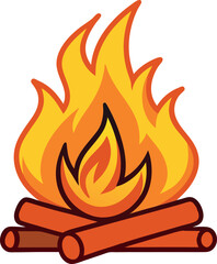  campfire vector illustration, camping elements