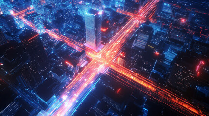 Obraz premium Downtown Los Angeles, Cityscape, Anime Background, Scenery