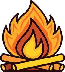  campfire vector illustration, camping elements