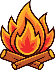  campfire vector illustration, camping elements