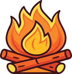  campfire vector illustration, camping elements