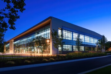 Fototapeta premium Modern Gas Plant at Night with Vibrant Artificial Lighting Reflecting Off Polished Steel Surfaces in a Two Gigapixel Resolution for Stunning Visual Impact