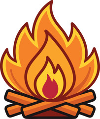  campfire vector illustration, camping elements