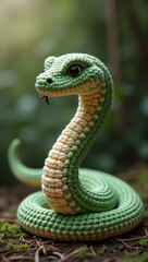 Fototapeta premium realistic highly detailed crochet of a snake with a nature background