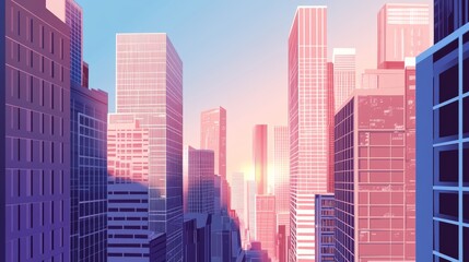 Fototapeta premium Invest in Future Smart Digital City Concept. Urban Architecture High Towers Concept of the Future City. Virtual Reality Abstract Digital Skyscraper Buildings. Modern Technology Vector Illustration.