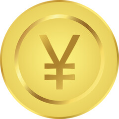 Obraz premium Gold Coin with Yen Symbol Representing Japanese Currency on Transparent Background