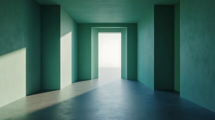 Teal Room Interior Minimalist Design Bright Light