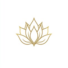 Obraz premium Golden Lotus Flower Line Art Design, White Background, Logo Design