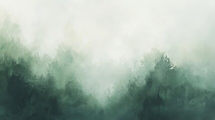 Tranquil Foggy Forest: Abstract Serenity in Muted Greens and Grays with Soft Minimalist Forms