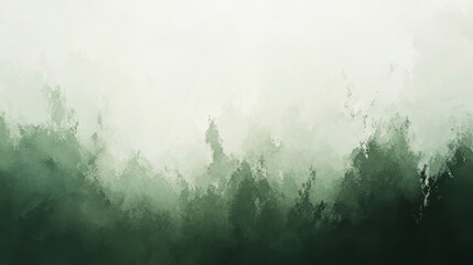 Tranquil Misty Forest: Abstract Minimalist Landscape in Muted Greens and Grays