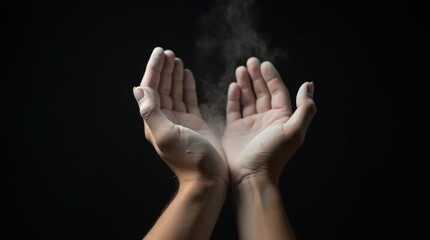 Fototapeta premium Chalk-Covered Hands Clapping, Dust Cloud