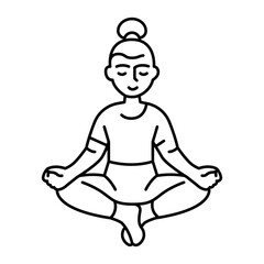 Woman meditates line icon. Healthy lifestyle