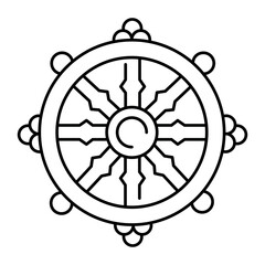 Dharma line icon. Dharmachakra in Buddhism.