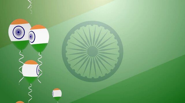 Indian Flag Balloons Ascending Against a Soft Gradient Indian flag Background