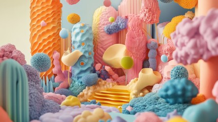 Multi-layered art covering background, 3d surreal creativity 