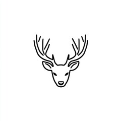 Elegant deer head line art, white background, logo design
