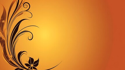 Abstract Orange Background with Floral Design