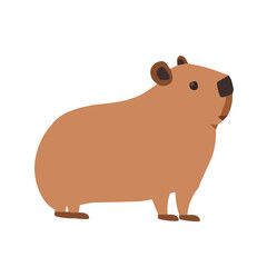 Cute capybara character design. Vector illustration isolated on white background.