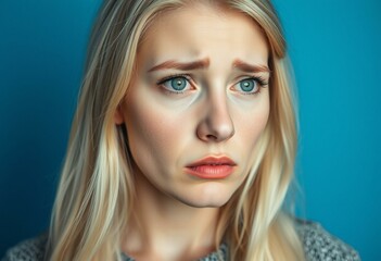 Fototapeta premium Portrait of a sad Nordic blonde woman
