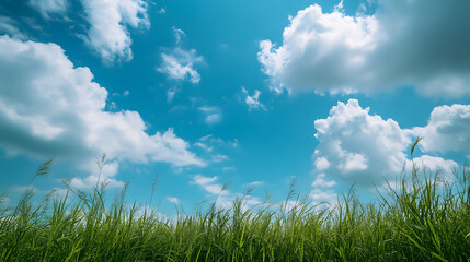 A view of the sky and grass.