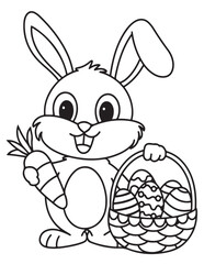 Easter Coloring page, Easter egg Coloring Page, Easter Holiday coloring page, easter bunny coloring page. bunny line art, black and white image