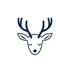 Sleeping deer head illustration, simple design, white background, logo design