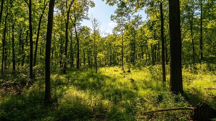 Sunlit Forest Path: A Serene Woodland Scene in Impressionistic Light