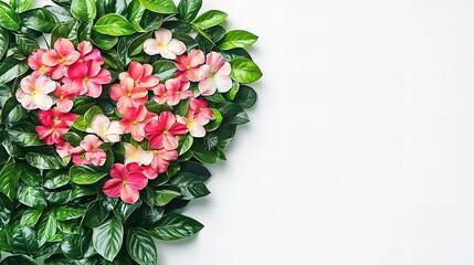 Fototapeta premium Colorful Floral Heart Design with Lush Green Leaves