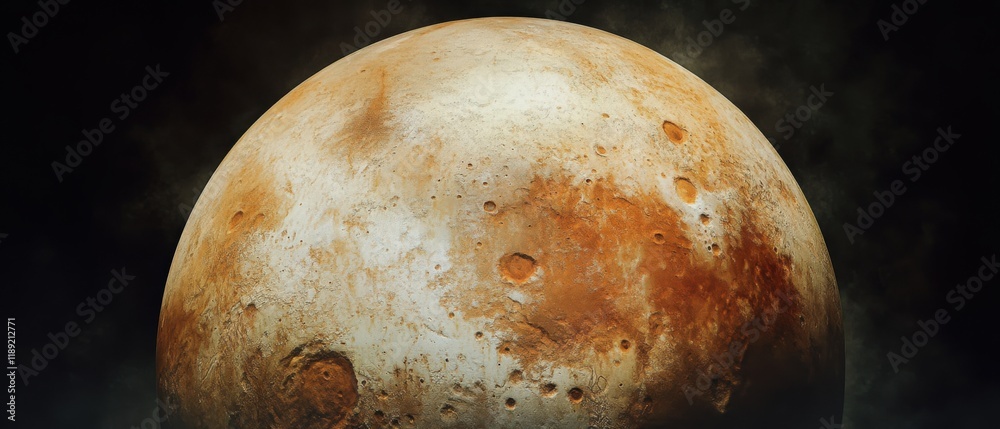 Wall mural a planet with a mottled surface and a dark background.