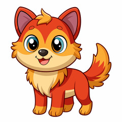 Cute Cartoon Dog – Big Eyes, Floppy Ears, Smiling Expression, Adorable Character Design