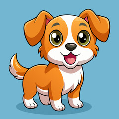 Cute Cartoon Puppy – Big Eyes, Floppy Ears, Orange Fur, Adorable Character Design